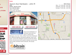 ACE hardware accepts bitcoin