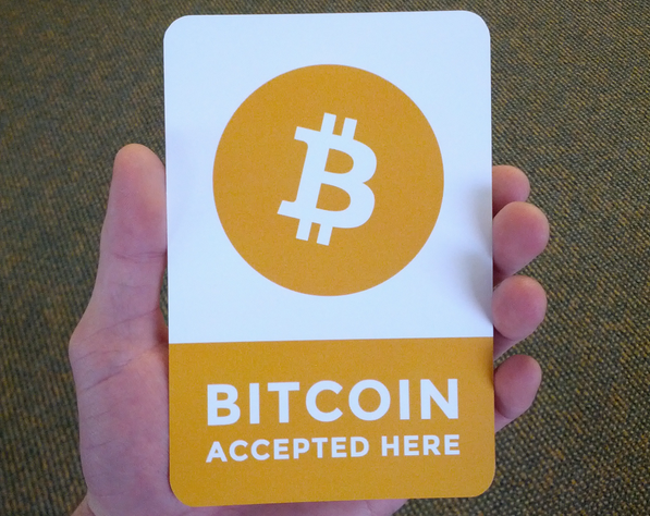 Bitcoin Accepted Here logo stickers printable design