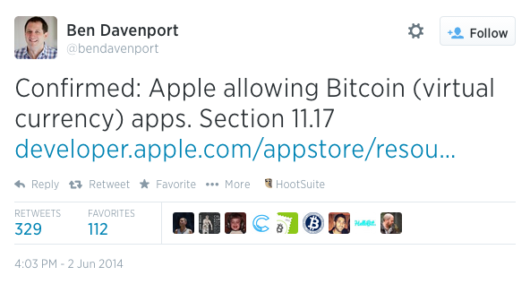 apple allows bitcoin